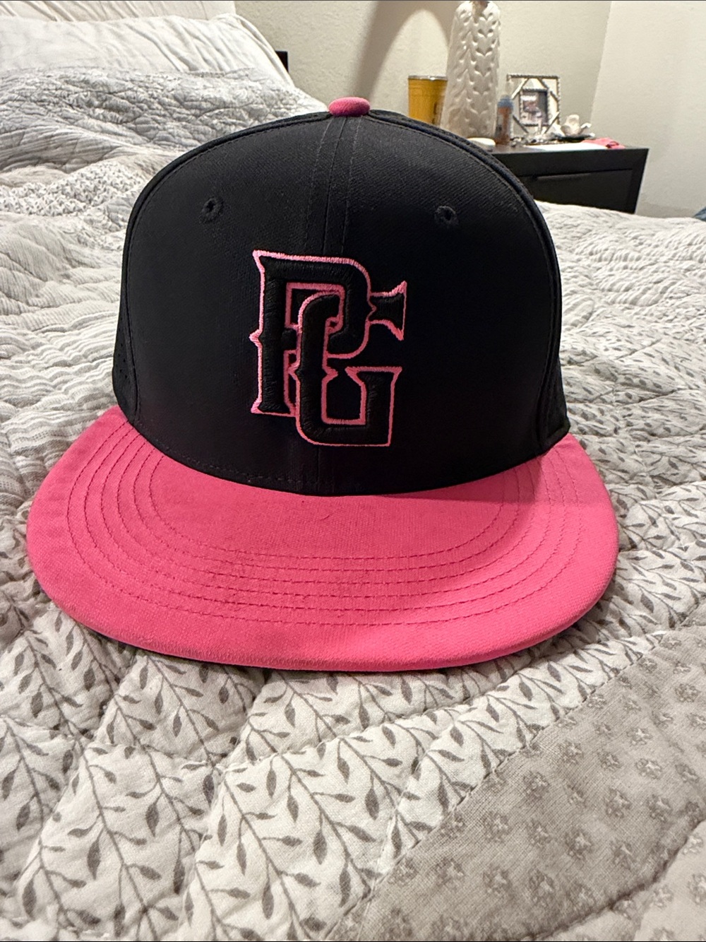 Perfect Game Kids Black and Pink Snapback Hat with Embroidered Logo